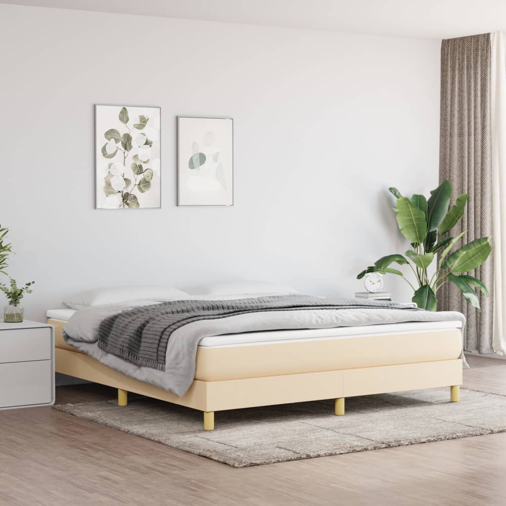 Boxspring sengeramme 160x200 cm stof cremefarvet billede