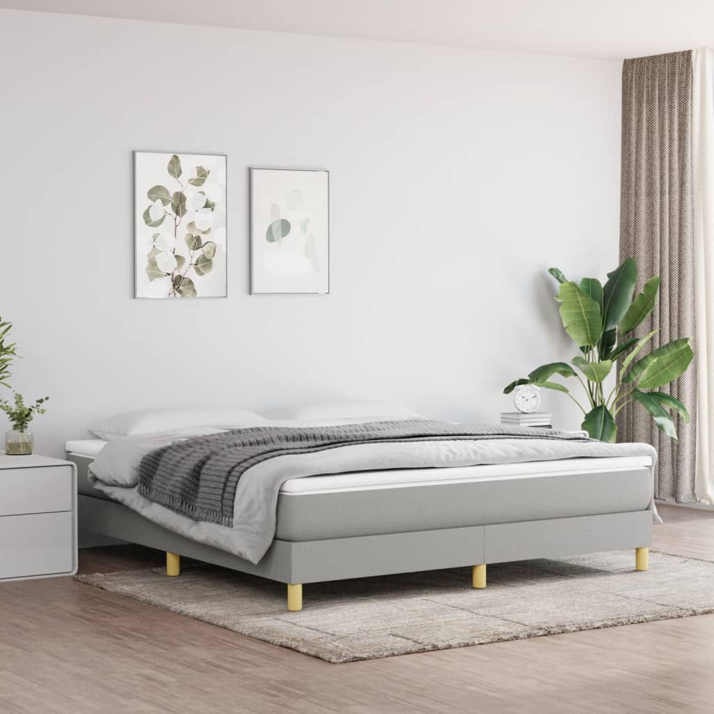 Boxspring sengeramme 180x200 cm stof lysegrå billede