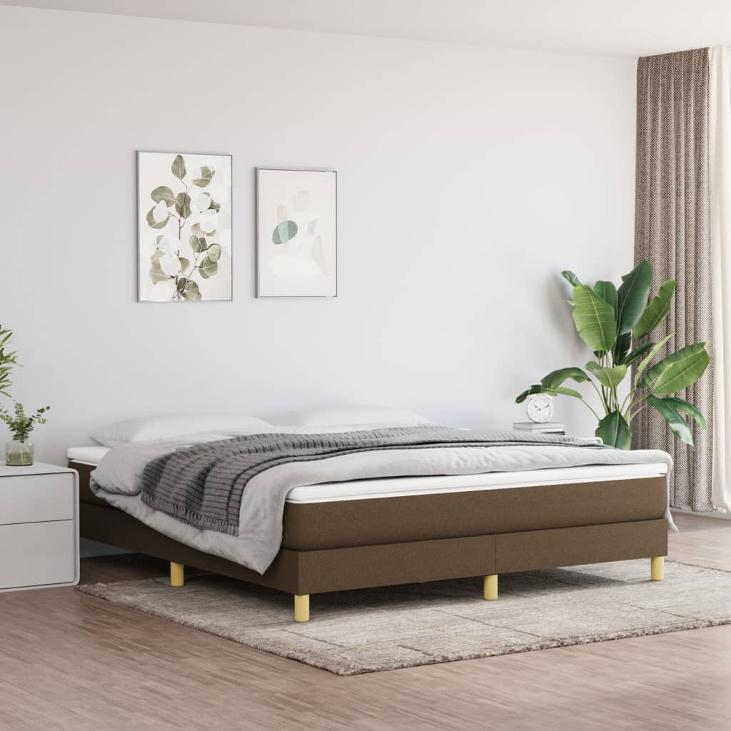 Boxspring sengeramme 180x200 cm stof mørkebrun billede