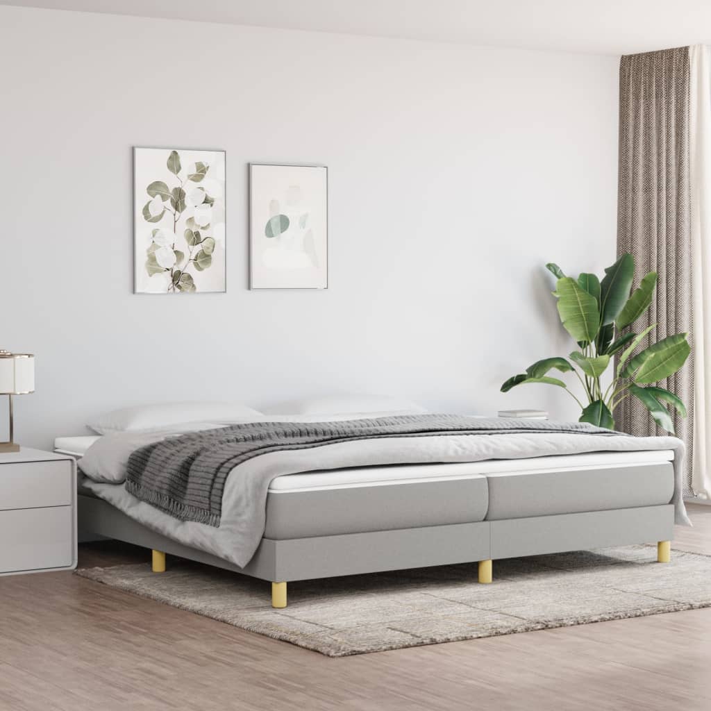 Boxspring sengeramme 200x200 cm stof lysegrå billede