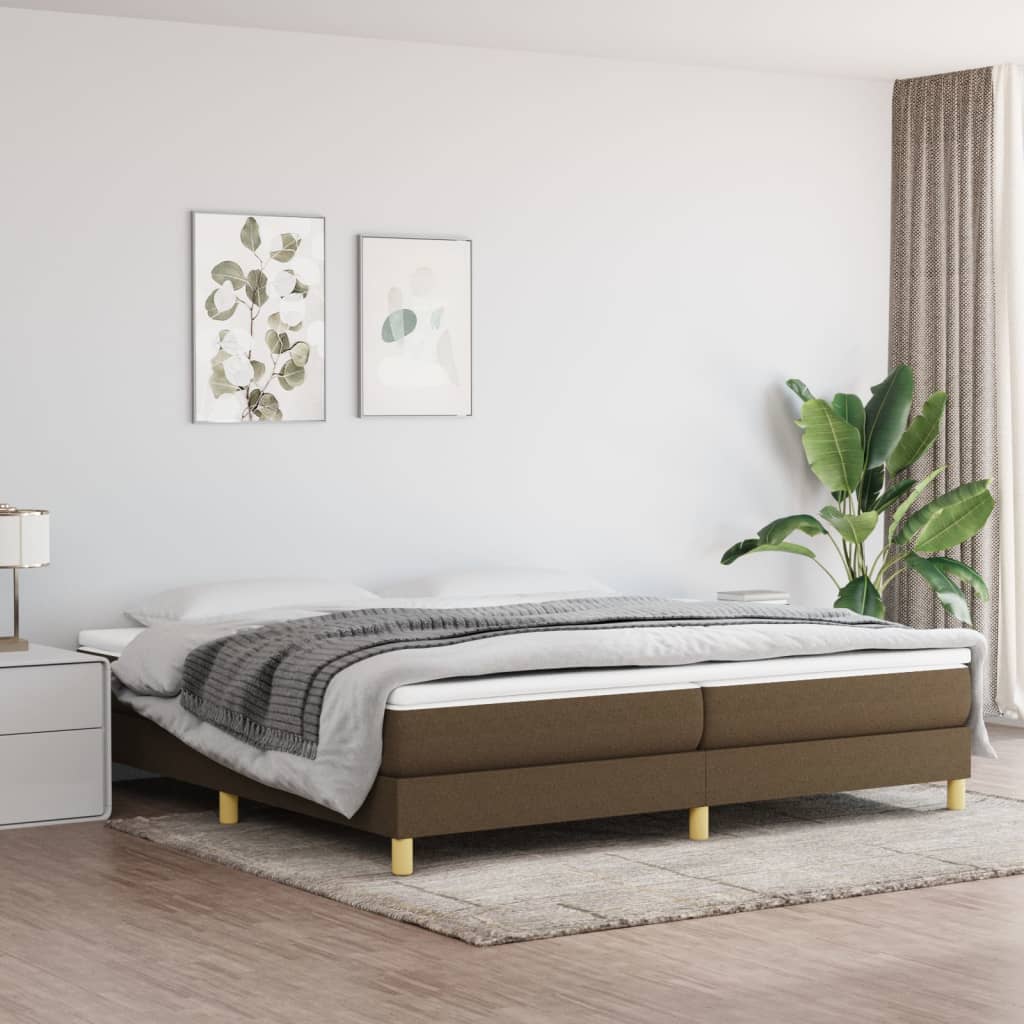 Boxspring sengeramme 200x200 cm stof mørkebrun