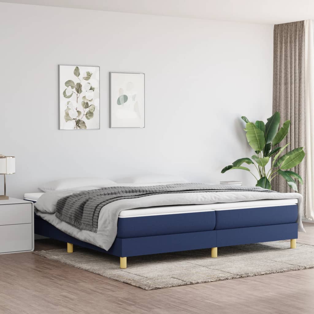 Boxspring sengeramme 200x200 cm stof blå billede