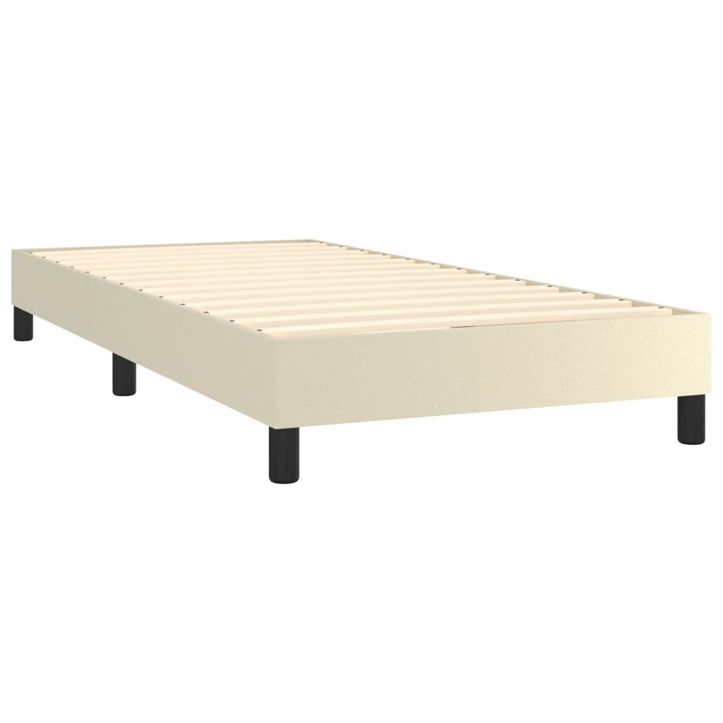 Boxspring sengeramme 80x200 cm kunstlæder cremefarvet