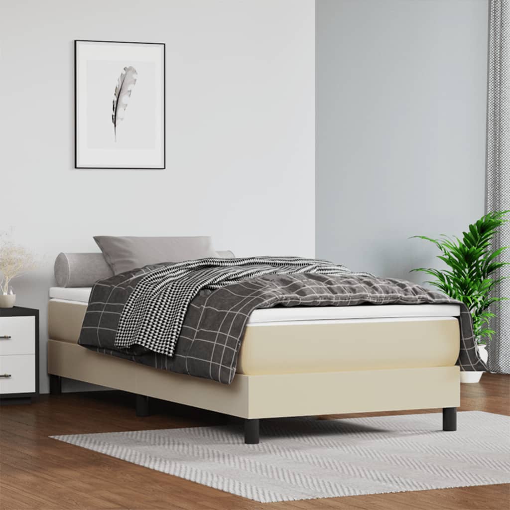 Boxspring sengeramme 80x200 cm kunstlæder cremefarvet billede