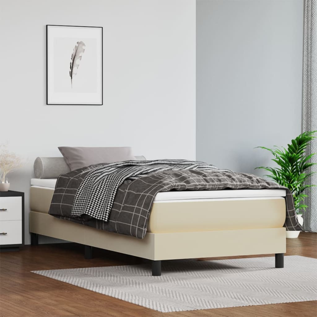 Boxspring sengeramme 90x190 cm kunstlæder brun billede