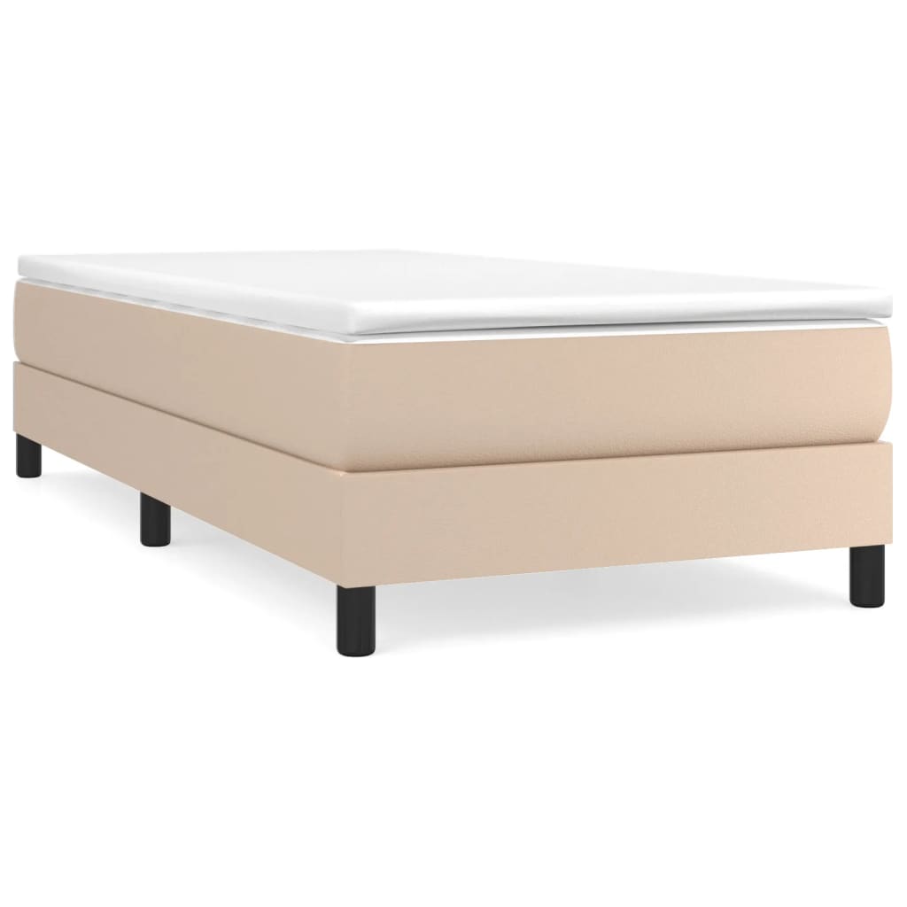 Boxspring sengeramme 90x200 cm kunstlæder cappuccinofarvet
