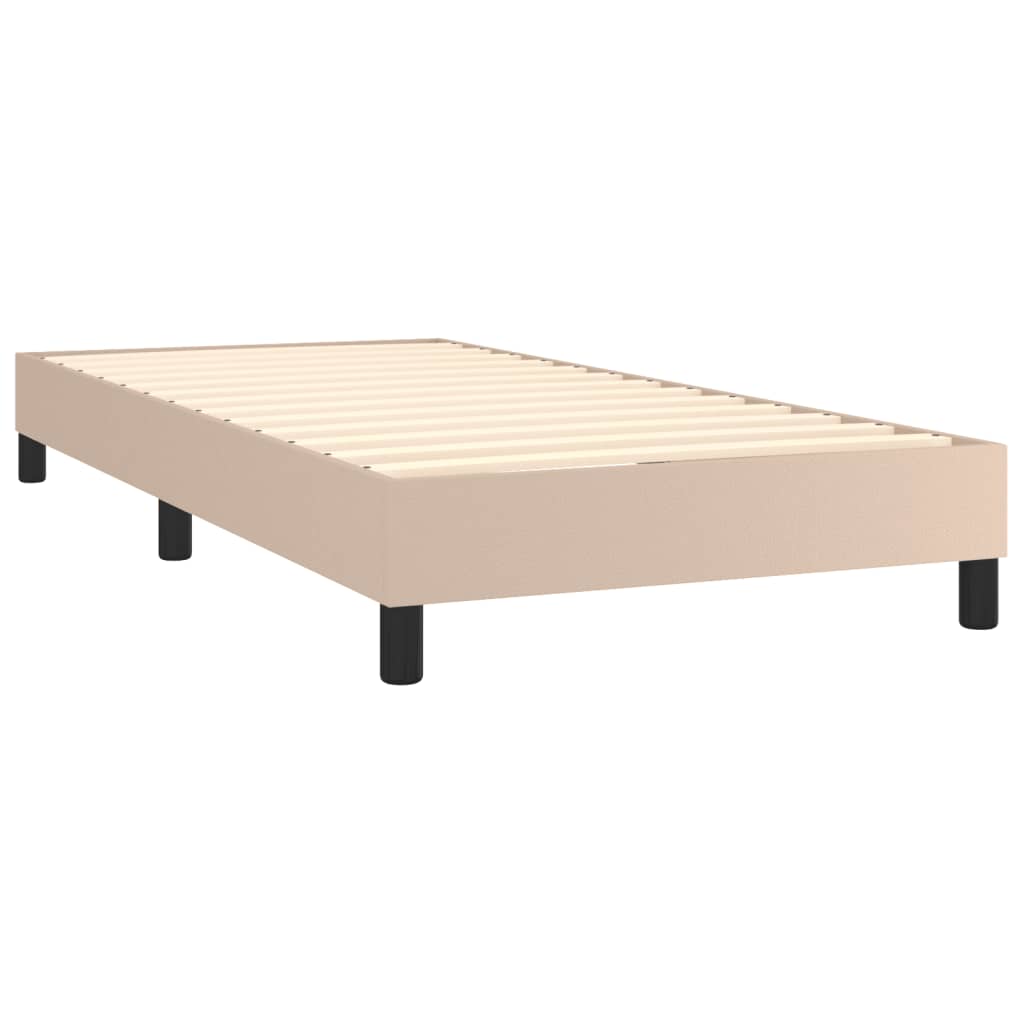 Boxspring sengeramme 90x200 cm kunstlæder cappuccinofarvet