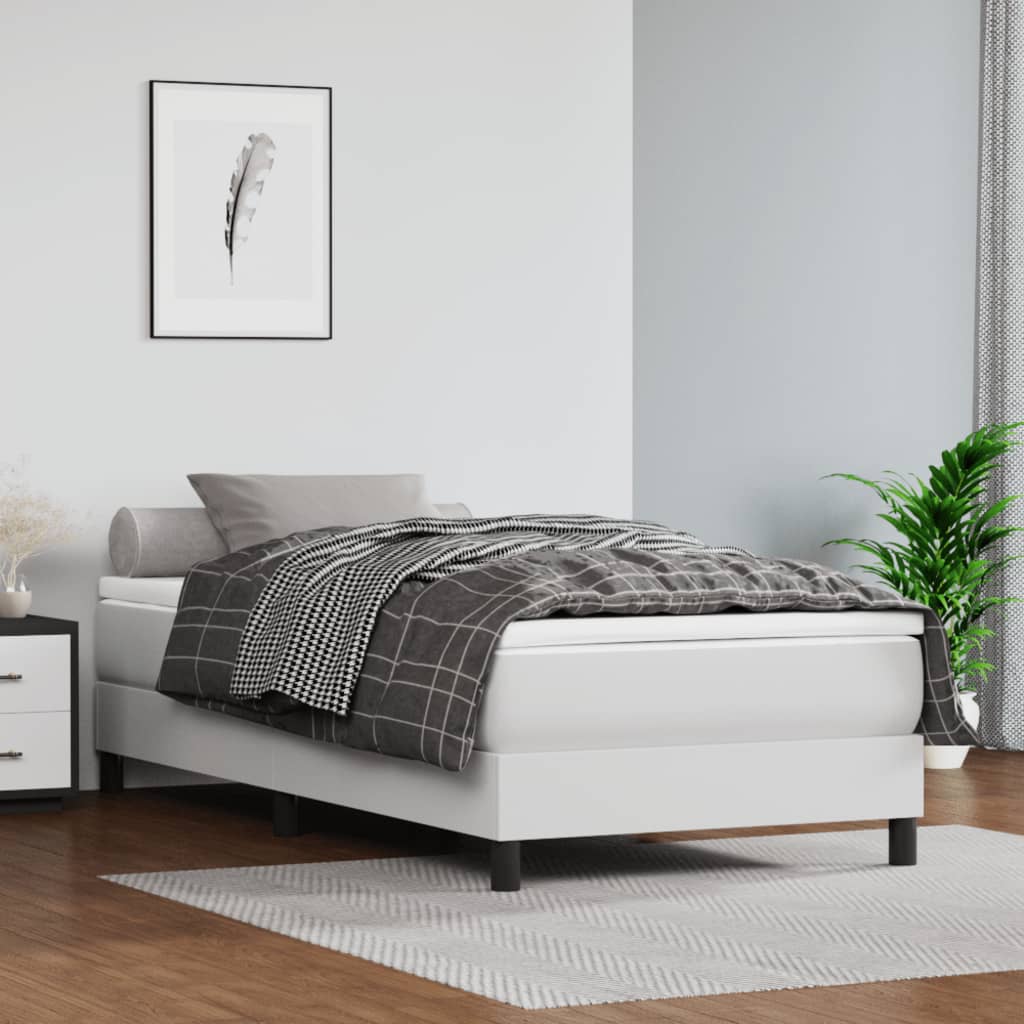 Boxspring sengeramme 100x200 cm kunstlæder hvid billede