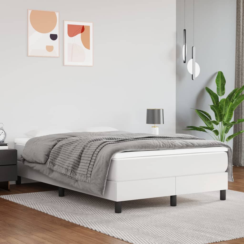 Boxspring sengeramme 120x200 cm kunstlæder hvid billede