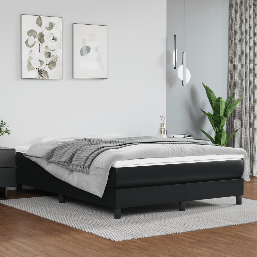 Boxspring sengeramme 140x190 cm kunstlæder sort billede