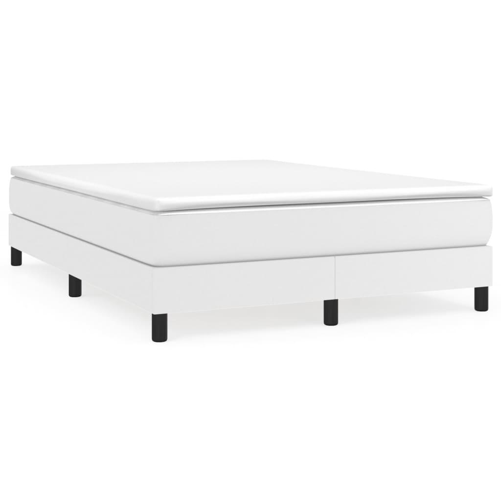 Boxspring sengeramme 140x190 cm kunstlæder hvid