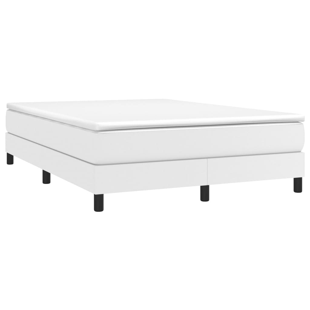 Boxspring sengeramme 140x190 cm kunstlæder hvid