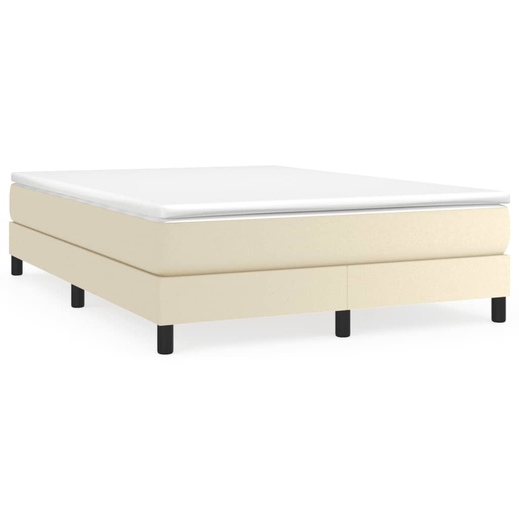 Boxspring sengeramme 140x190 cm kunstlæder cremefarvet