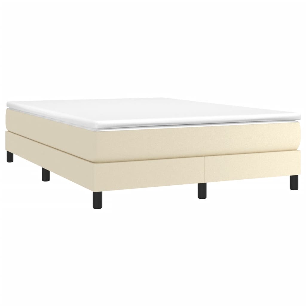 Boxspring sengeramme 140x190 cm kunstlæder cremefarvet