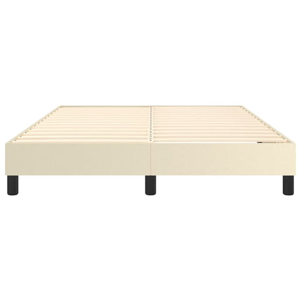 Boxspring sengeramme 140x190 cm kunstlæder cremefarvet