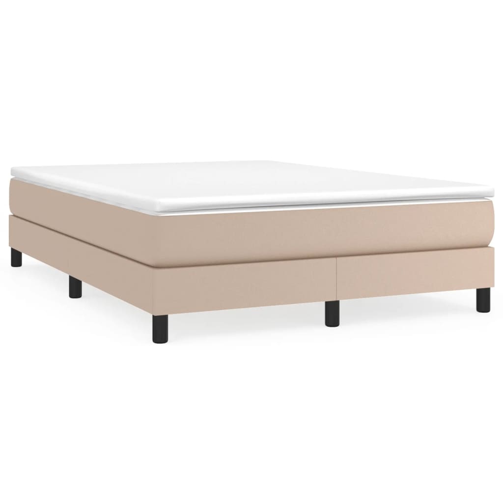 Boxspring sengeramme 140x190 cm kunstlæder cappuccinofarvet
