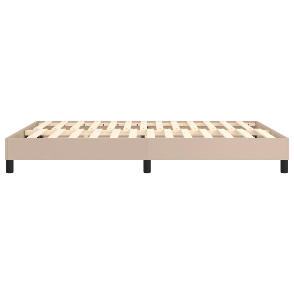 Boxspring sengeramme 140x190 cm kunstlæder cappuccinofarvet
