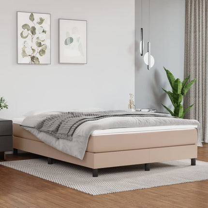 Boxspring sengeramme 140x190 cm kunstlæder cappuccinofarvet