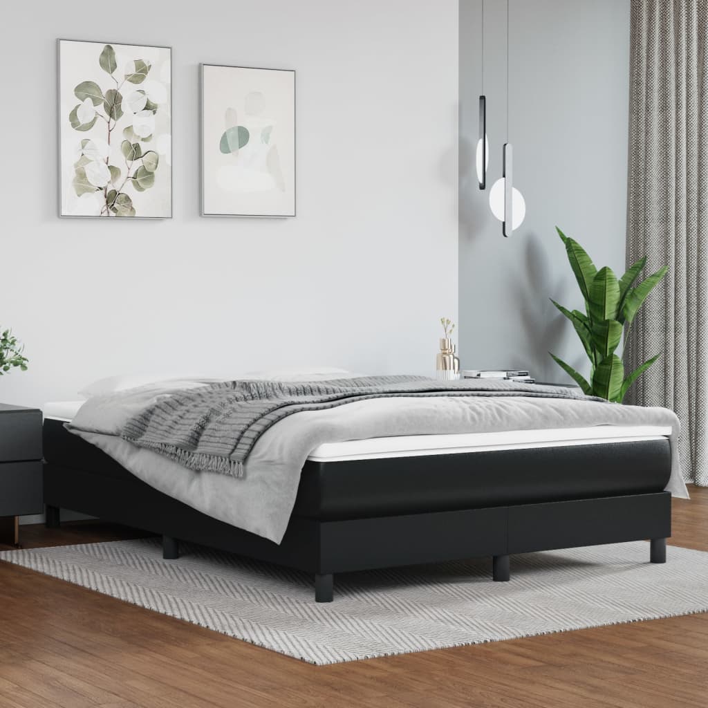 Boxspring sengeramme 140x200 cm kunstlæder sort billede