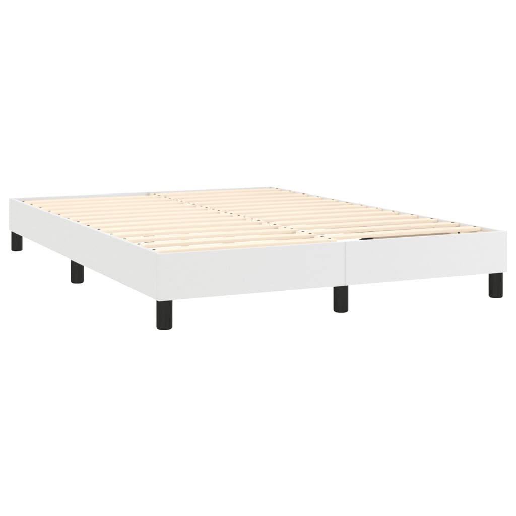 Boxspring sengeramme 140x200 cm kunstlæder hvid