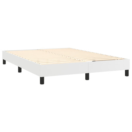 Boxspring sengeramme 140x200 cm kunstlæder hvid