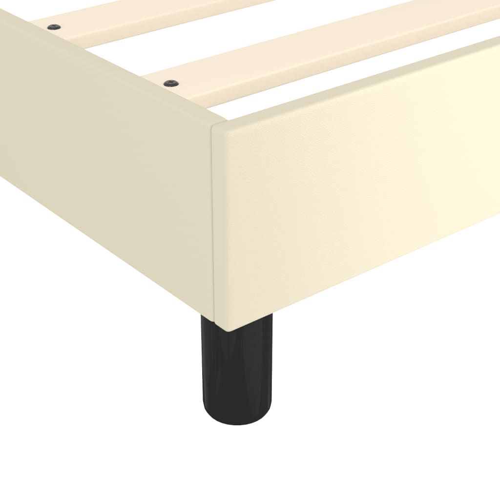 Boxspring sengeramme 140x200 cm kunstlæder cremefarvet