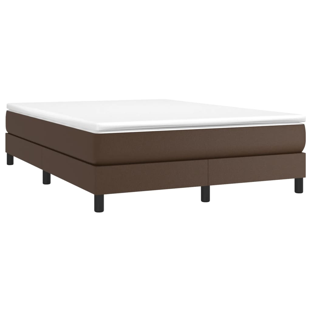 Boxspring sengeramme 140x200 cm kunstlæder brun