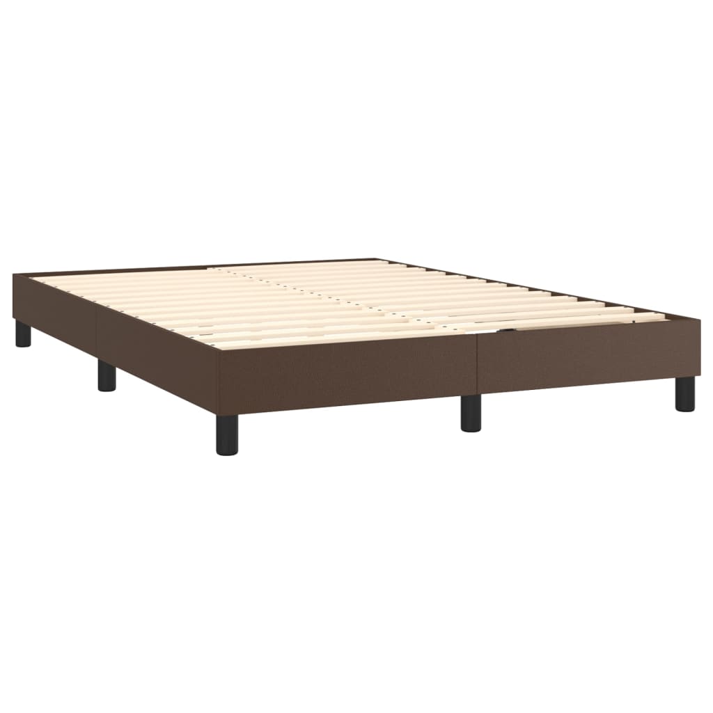 Boxspring sengeramme 140x200 cm kunstlæder brun