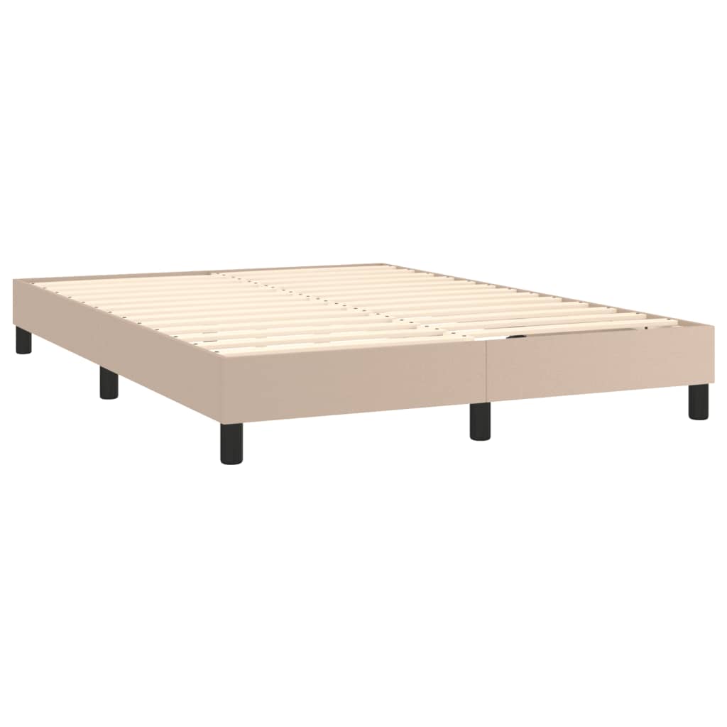 Boxspring sengeramme 140x200 cm kunstlæder cappuccinofarvet
