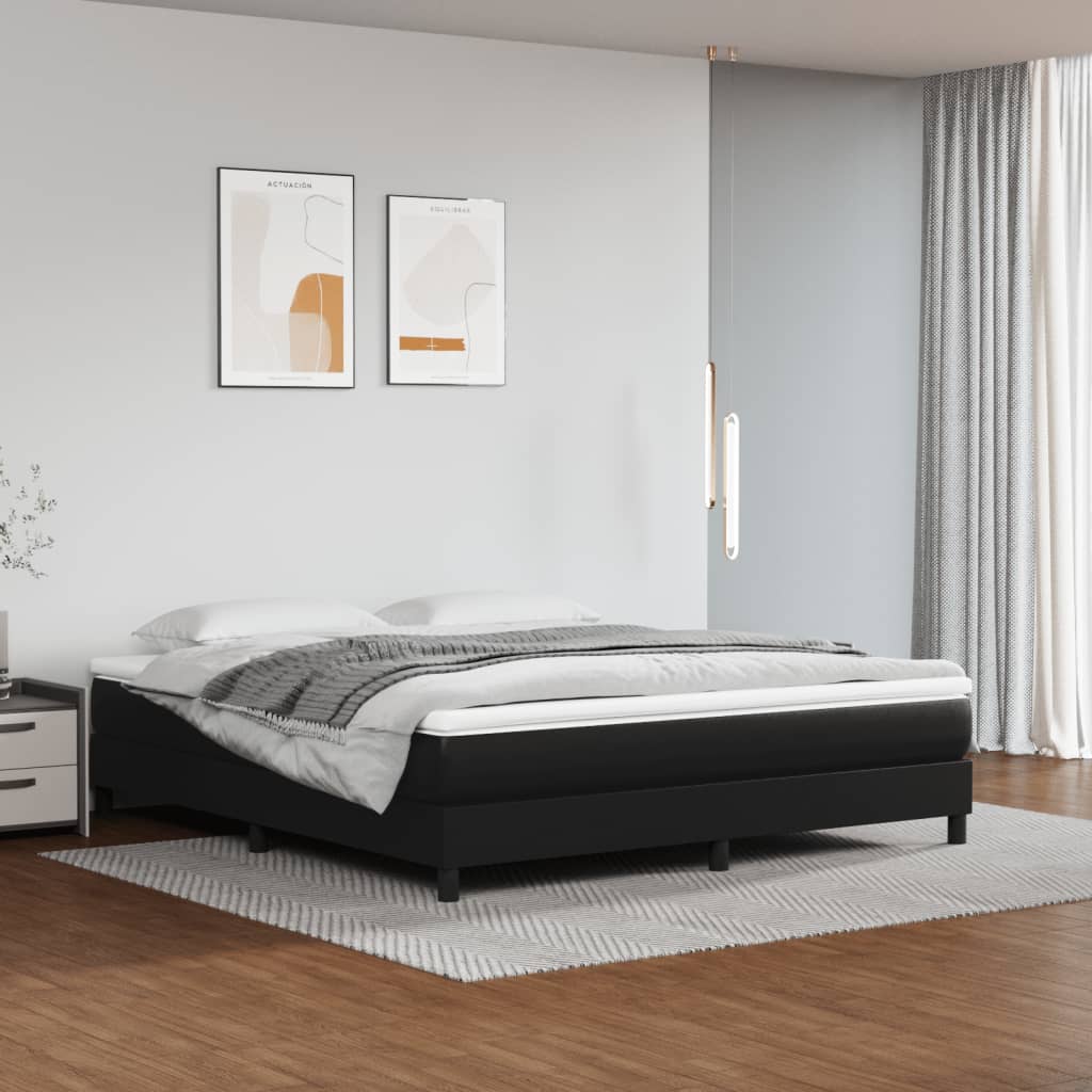 Boxspring sengeramme 160x200 cm kunstlæder sort