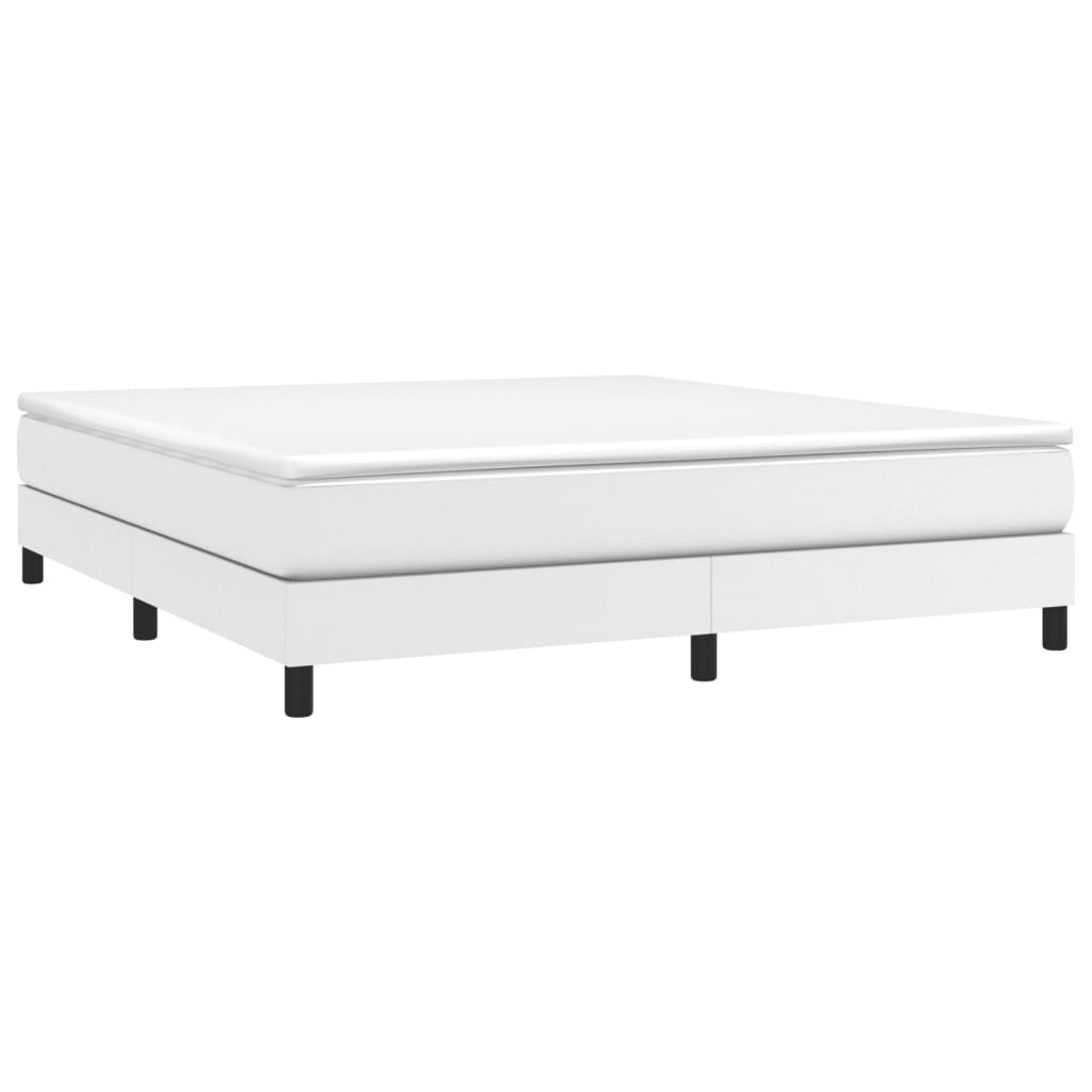 Boxspring sengeramme 160x200 cm kunstlæder hvid