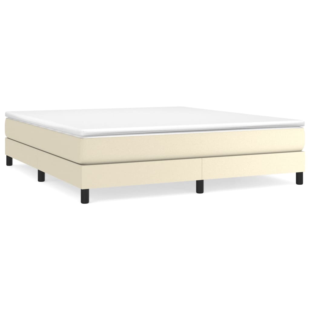 Boxspring sengeramme 160x200 cm kunstlæder cremefarvet