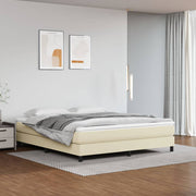 Boxspring sengeramme 160x200 cm kunstlæder cremefarvet