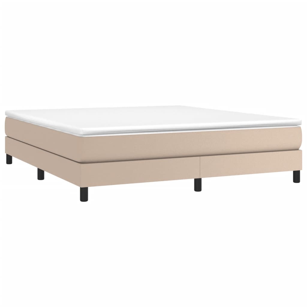 Boxspring sengeramme 160x200 cm kunstlæder cappuccinofarvet