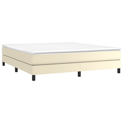 Boxspring sengeramme 180x200 cm kunstlæder cremefarvet