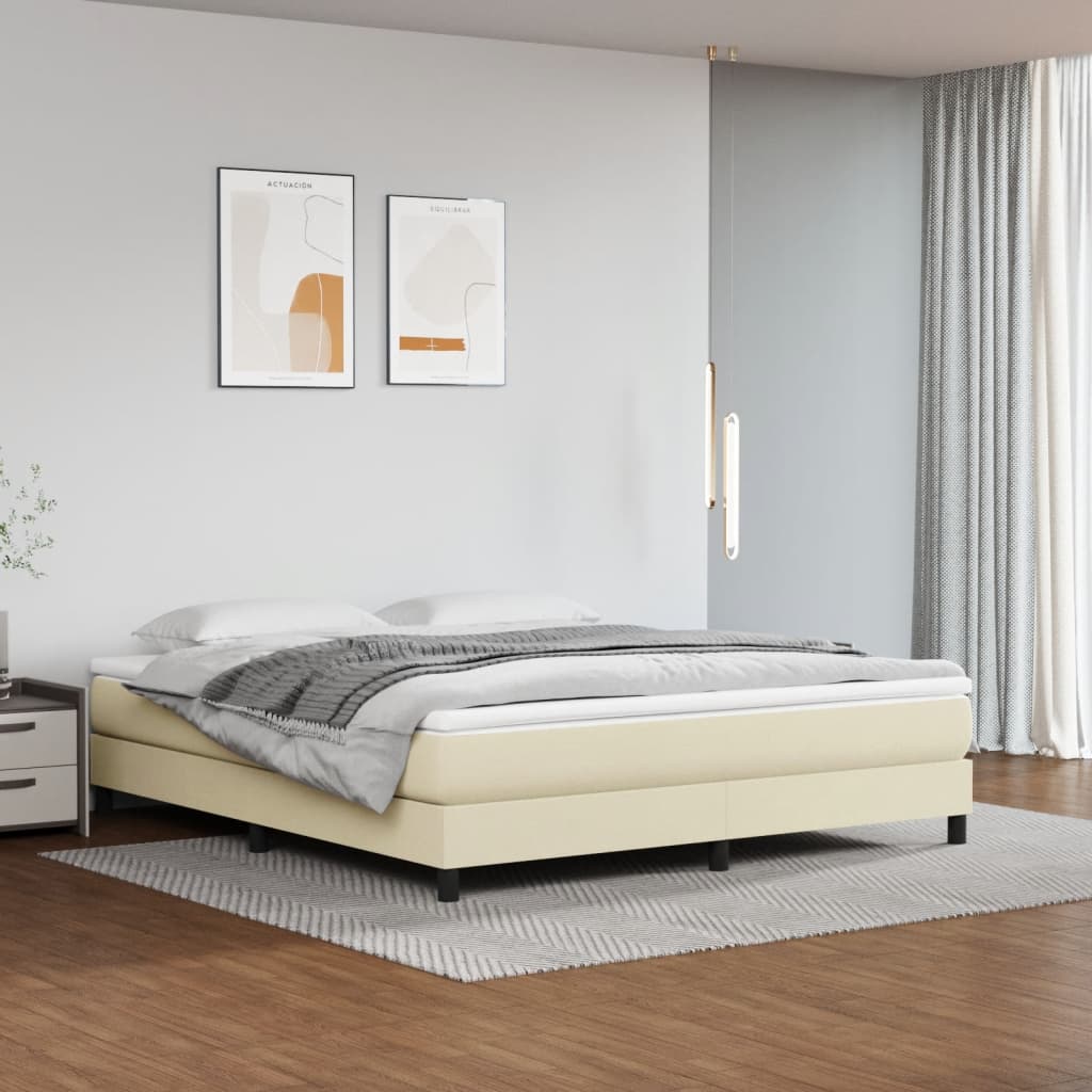 Boxspring sengeramme 180x200 cm kunstlæder cremefarvet