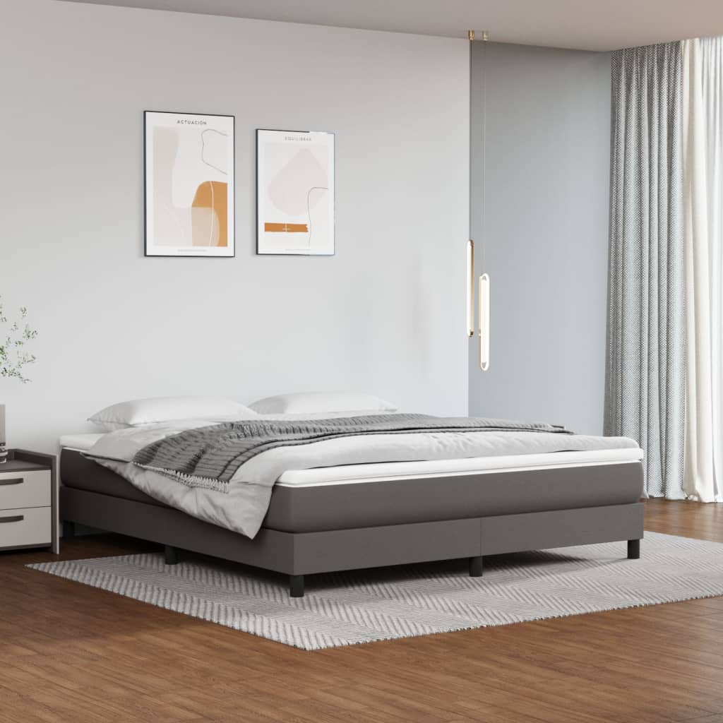 Boxspring sengeramme 180x200 cm kunstlæder grå