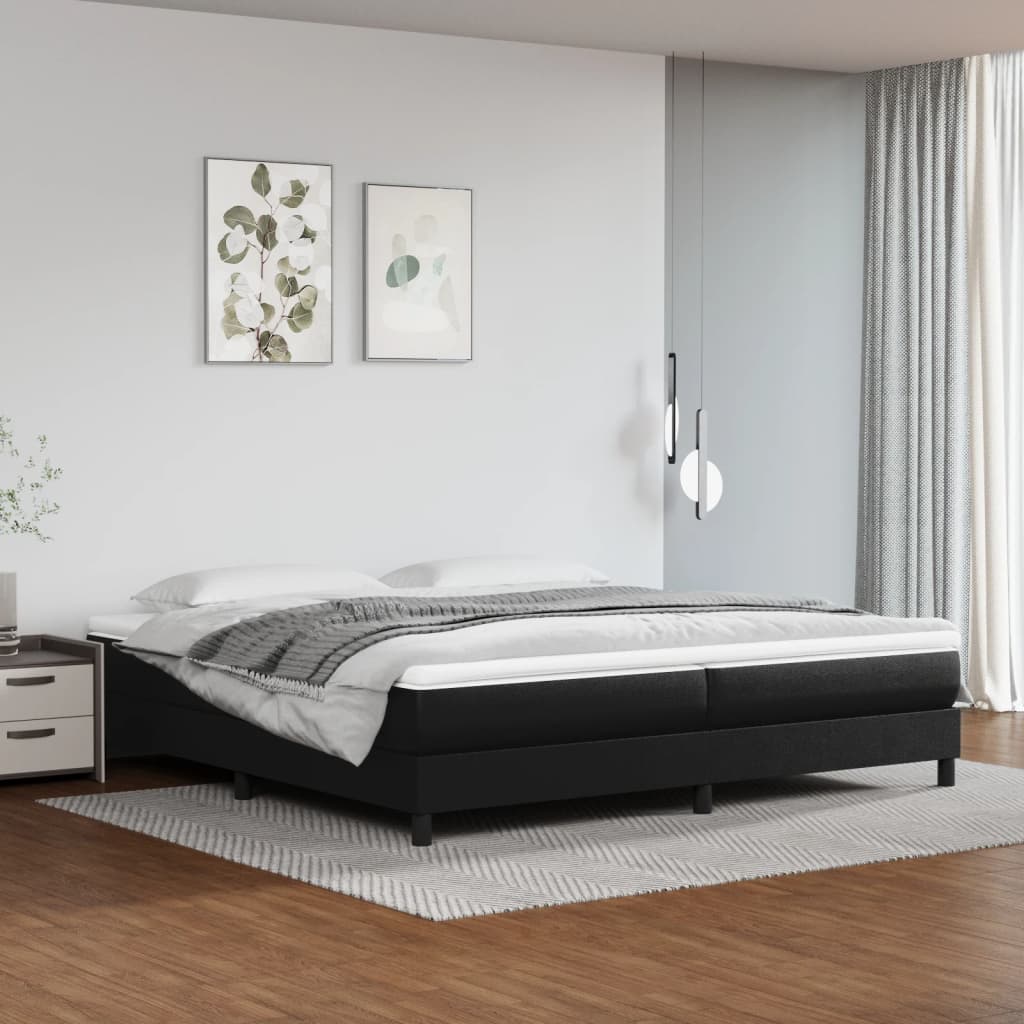 Boxspring sengeramme 200x200 cm kunstlæder sort billede
