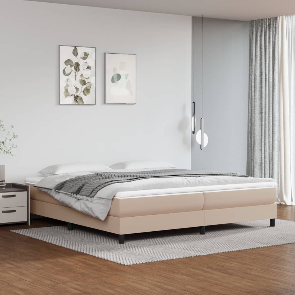 Boxspring sengeramme 200x200 cm kunstlæder cappuccinofarvet