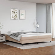 Boxspring sengeramme 200x200 cm kunstlæder cappuccinofarvet
