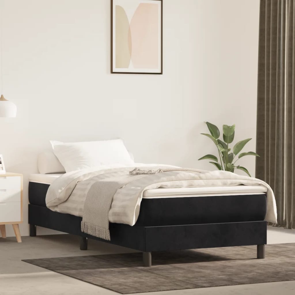 Boxspring sengeramme 90x200 cm fløjl sort billede
