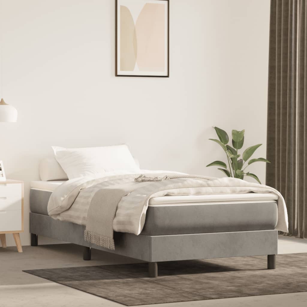 Boxspring sengeramme Lysegrå 100x200 cm Fløjl billede