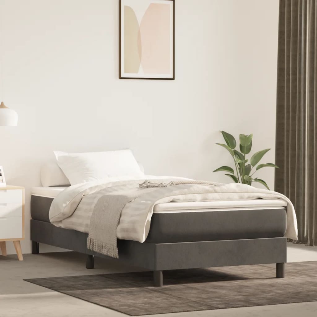 Boxspring sengeramme Mørkegrå 100x200 cm Fløjl billede