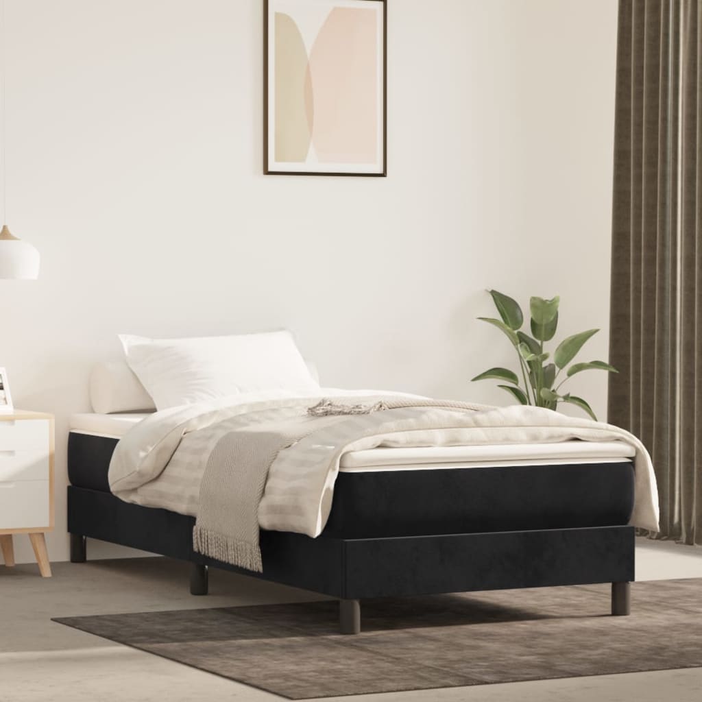 Boxspring sengeramme Sort 100x200 cm Fløjl