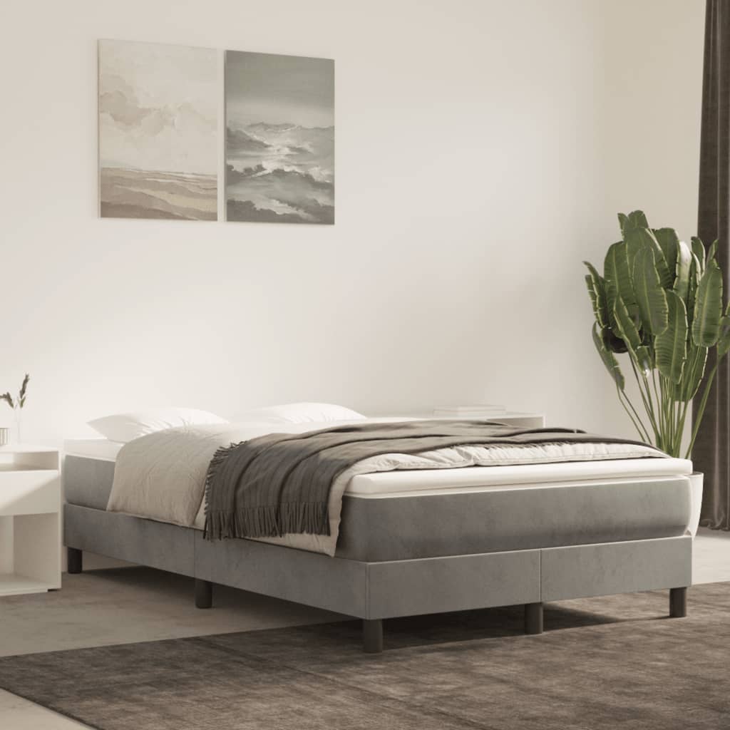Boxspring sengeramme Lysegrå 120x200 cm Fløjl