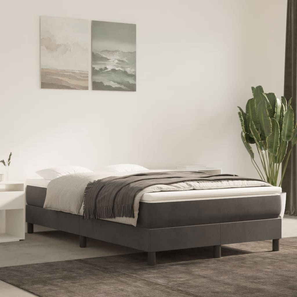 Boxspring sengeramme Mørkegrå 120x200 cm Fløjl billede