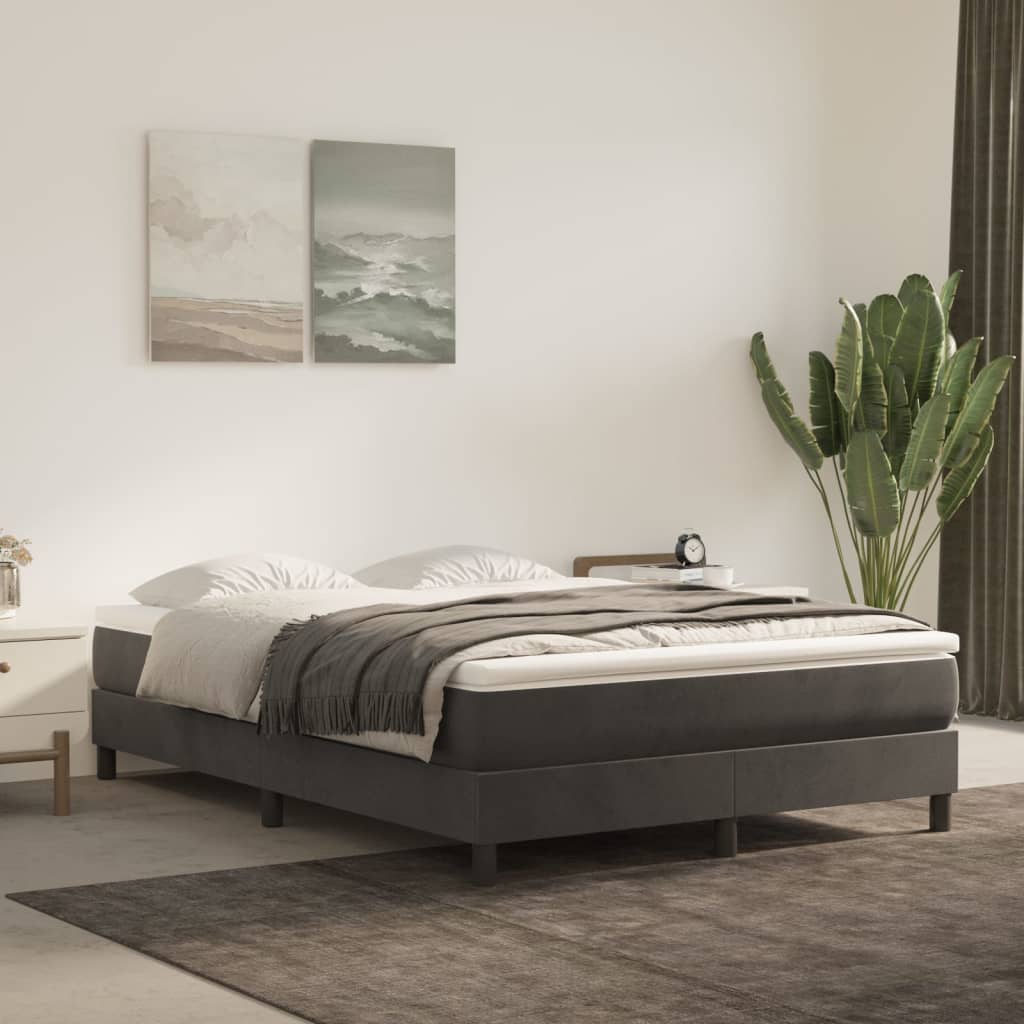 Boxspring sengeramme Mørkegrå 140x190 cm Fløjl billede