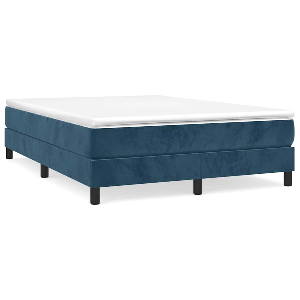 Boxspring sengeramme Mørkeblå 140x190 cm Fløjl