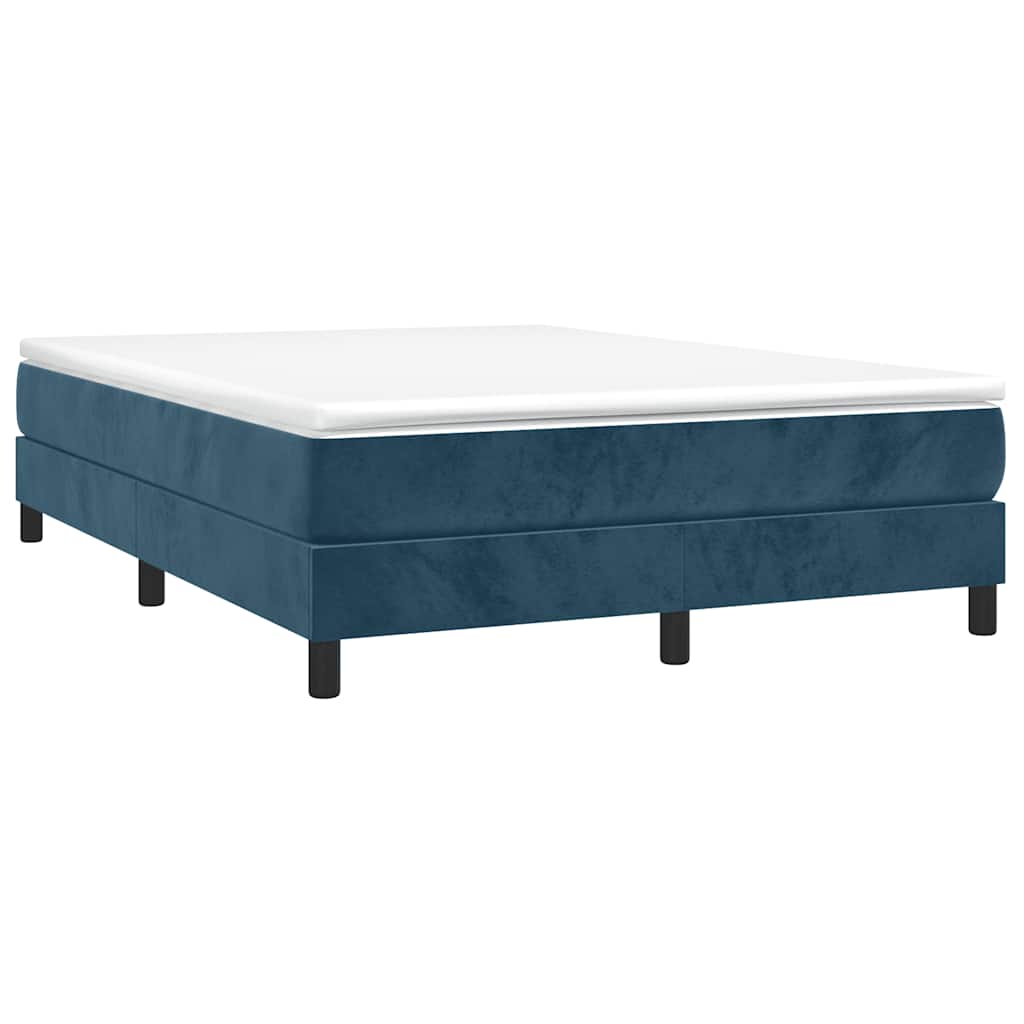 Boxspring sengeramme Mørkeblå 140x190 cm Fløjl