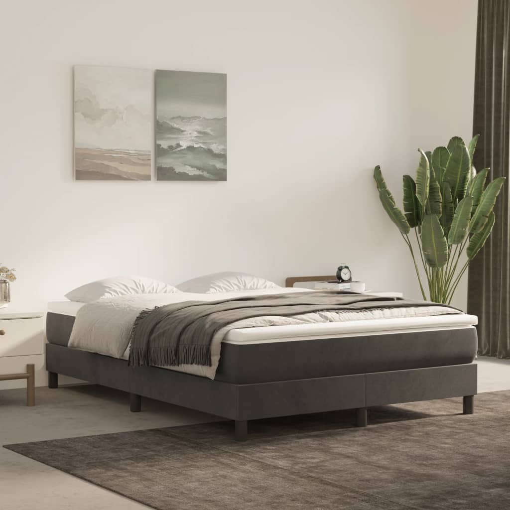 Boxspring sengeramme Mørkegrå 140x200 cm Fløjl billede